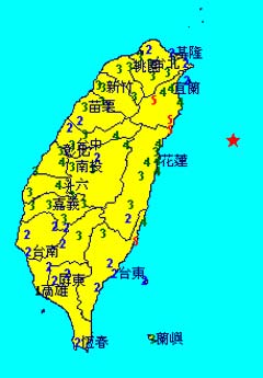 台湾宜兰以东海域发生6.6级强震