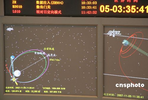 中国嫦娥一号探月卫星首次近月制动目击