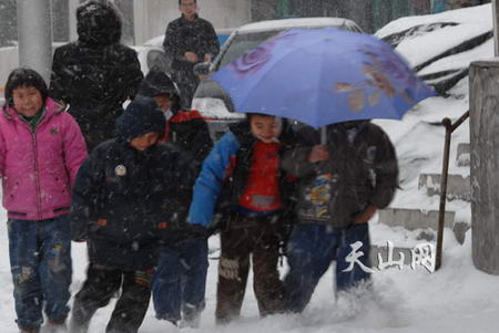 新疆北部遭遇大雪和强寒潮天气(组图)