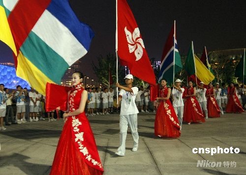 组图:北京奥运开幕式在“鸟巢”封闭式彩排