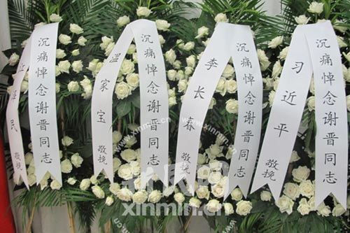 导演谢晋追悼仪式举行 影迷持横幅送别(组图)