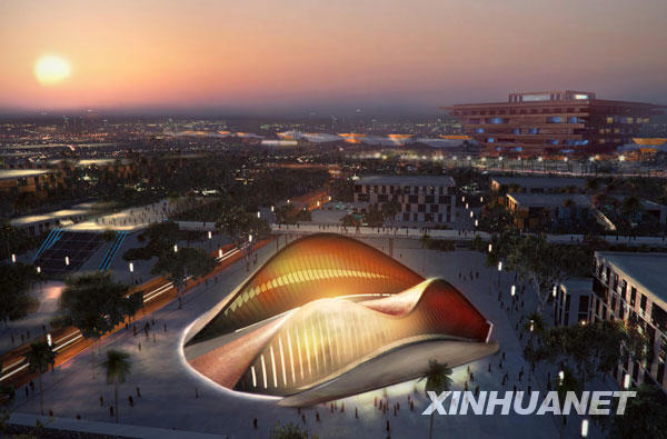 这是上海世博会阿联酋国家馆“沙丘”夜景效果图。