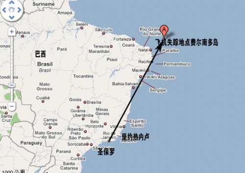 点击查看原图 法航失踪航班上载有231人 大西洋上空失去联系