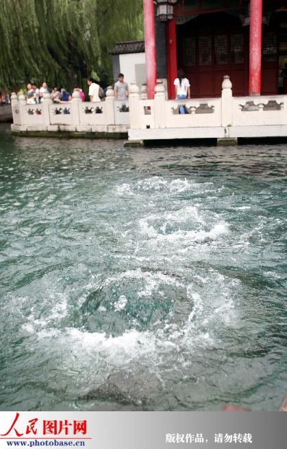 2009年9月5日,在济南趵突泉景区拍摄的三股水“水涌若轮”的景象。 版权作品,请勿转载。