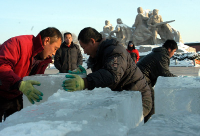 冰堡昨日正式施工--牡丹江新闻网