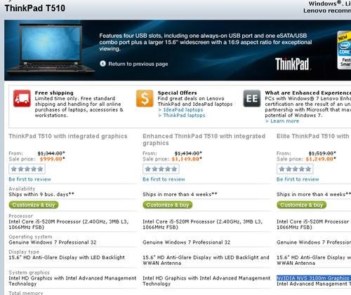 酷睿i5版ThinkPad T410s最低1389美元