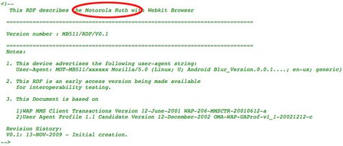 入门Android 摩托罗拉Ruth/MB511曝光