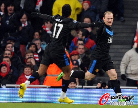英超-曼联3-1双杀阿森纳 纳尼传射鲁尼进百球
