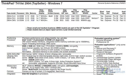 联想T410si和T410i泄漏 配i3处理器