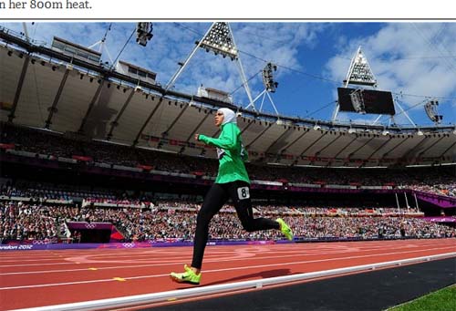 沙特阿拉伯首位奥运田径女选手输比赛赢掌声(