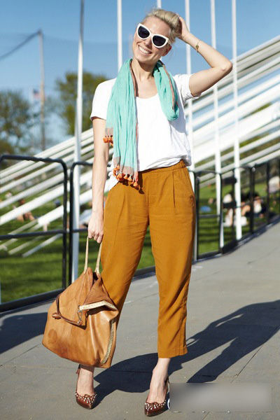 遮象腿显瘦首选 复古锥形裤穿出摩登味(组图)-