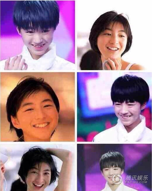 tfboys王俊凯撞脸女星广末凉子 网友:双胞胎