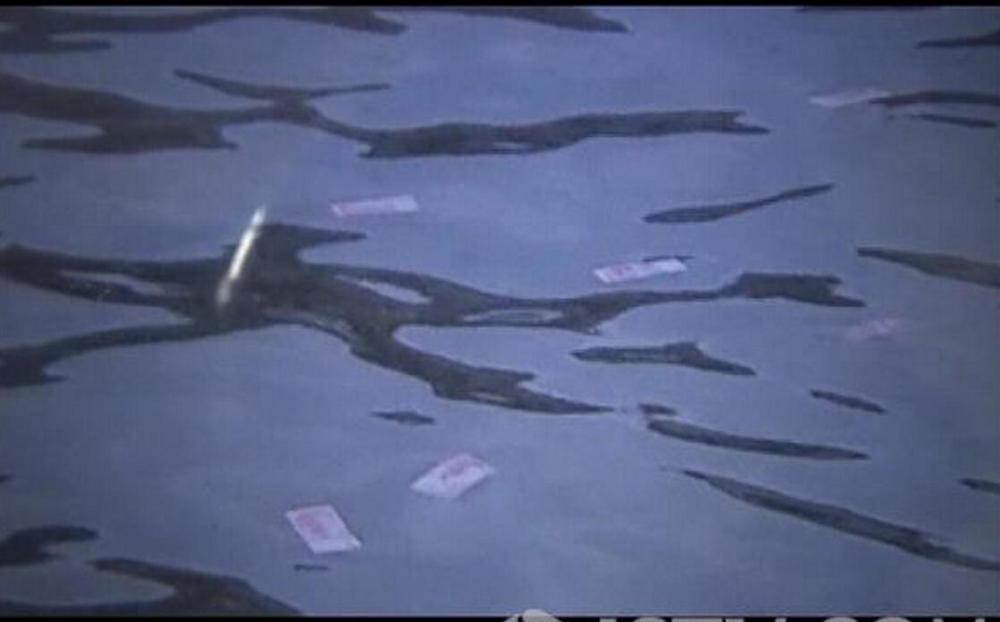  女子往河里撒现金  举动吓坏路人直接下河捡钱