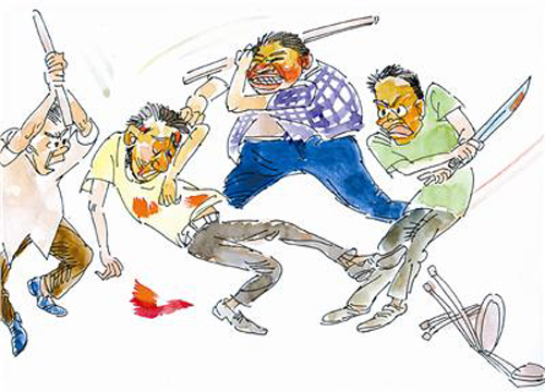 15岁 少年 因 染紫发遭 来嫉恨 被骗至庙里 围殴 致