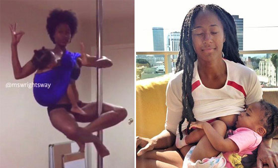  女子跳钢管舞哺乳 现场图曝光 坦胸露乳被批不