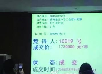 南宁中学小卖部拍173万 8名竞价人参与竞争5