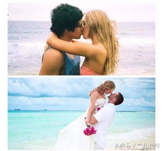 四对“青梅竹马”从幼时到结婚的对比,颜值没法比