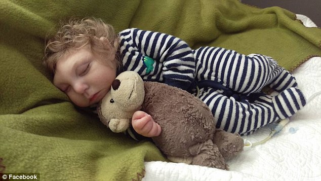 美国小男孩缺失头盖骨 坚强度过2岁生日