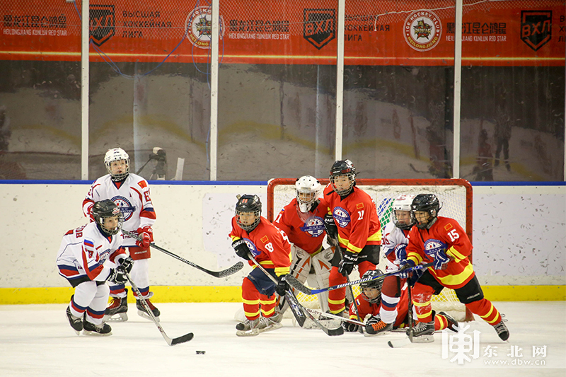 两国少年驰骋冰场 中俄国际冰球友谊赛在哈尔