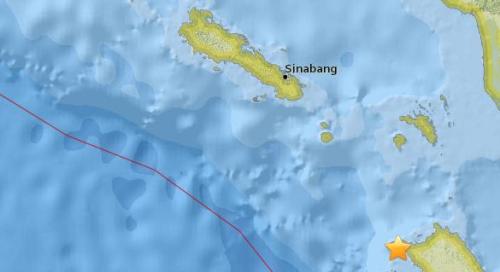 印度尼西亚附近海域5.2级地震 震源深度23.4公