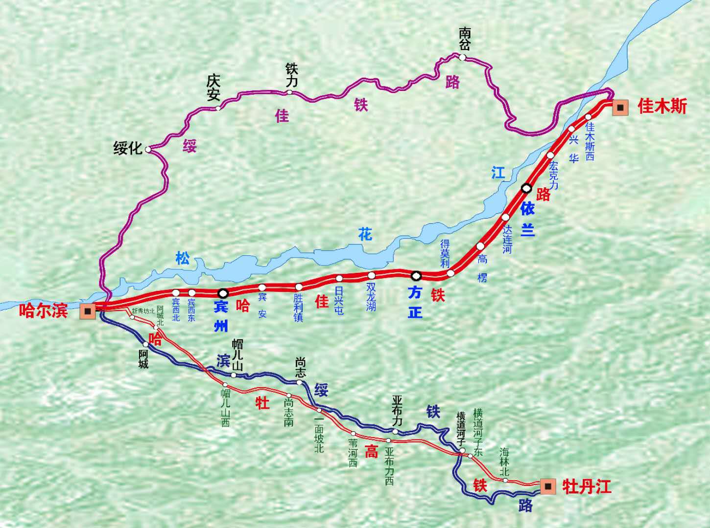 世界最长高寒地区快速铁路——哈佳铁路将正式开通,此图为列车线路图.图片