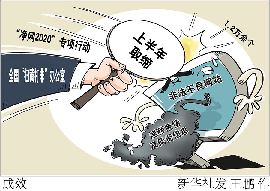 "净网2020"成效明显:上半年取缔非法不良网站1.2万余个