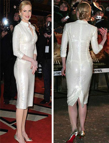 妮可闪亮白裙成透视装内衣裤清晰可见