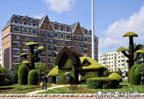 深入创"三优"繁荣明星城:我市新建五色草立体景观造型