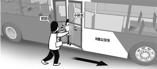 公交车门差点夹了孩子 提高儿童安全意识