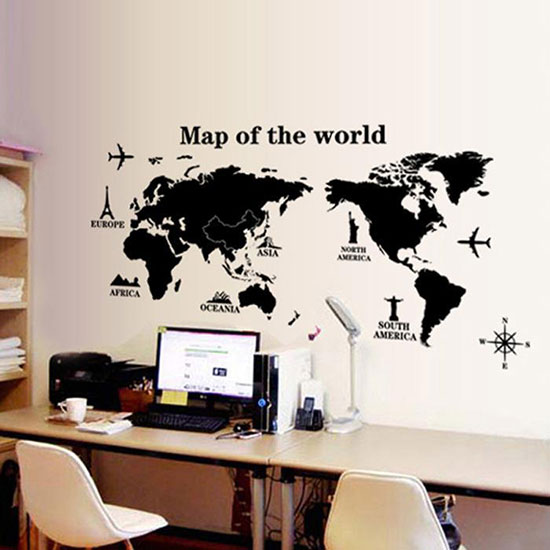 小家容纳大世界 9款世界地图墙饰