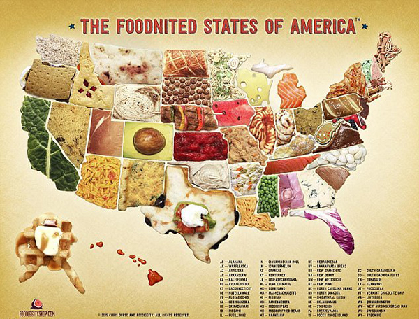 美国父子制作50州美食地图双关命名妙趣横生